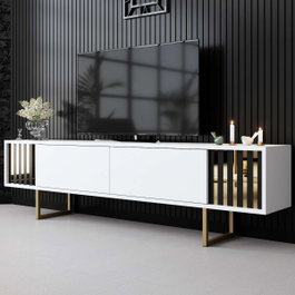 Hanah Home Mueble para TV Blanco y Dorado